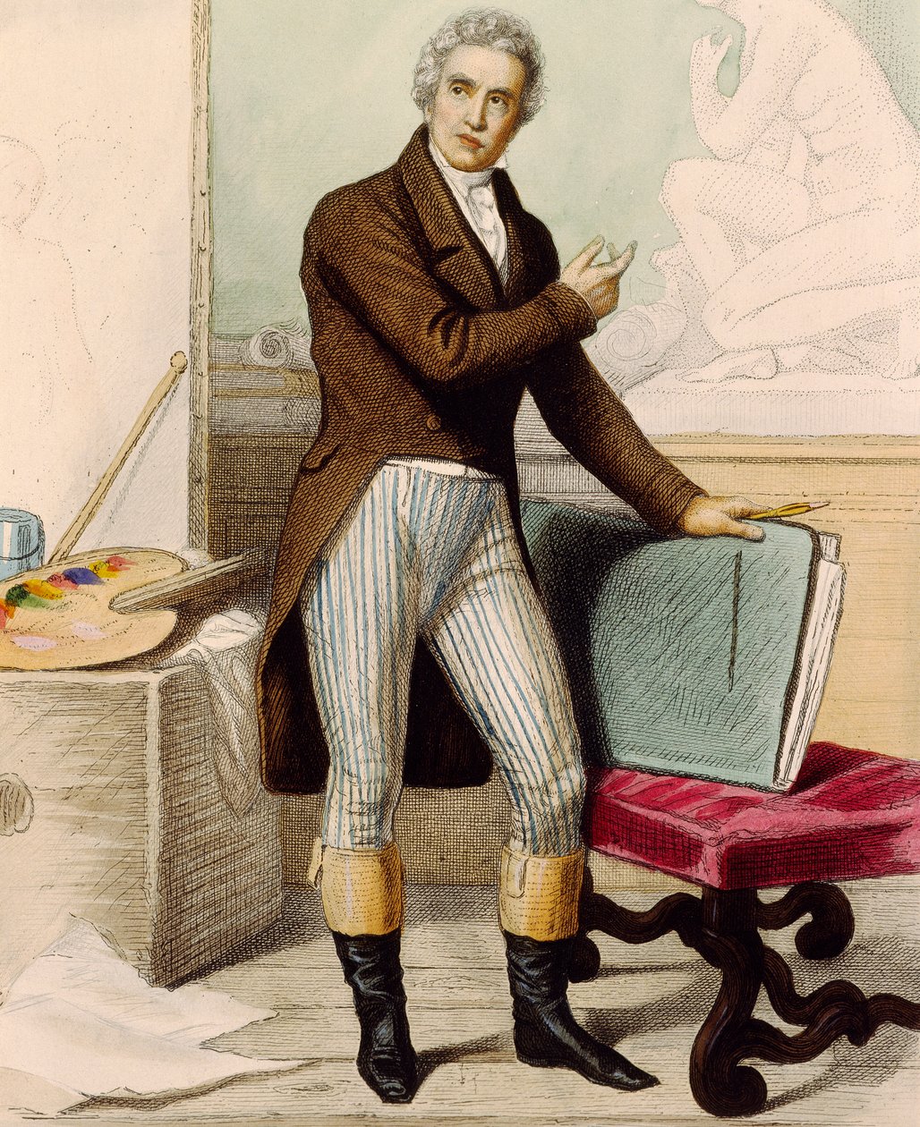 Portrett av maleren Jacques-Louis David av French School