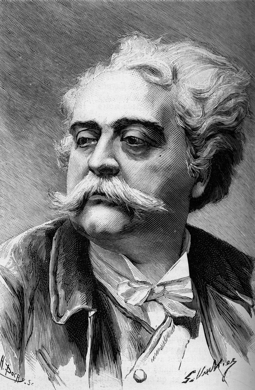 Portrett av maleren og skulptøren Albert Ernest Carrier Belleuse (1824-1887), i den illustrerte verden 1887. av French School