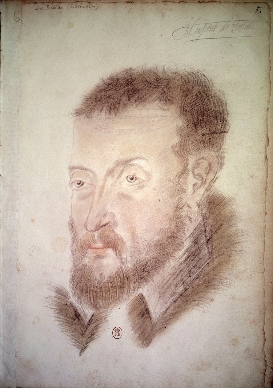 Portrett av poeten Joachim du Bellay (1522-1560) Anonym tegning av den franske skolen. Paris fra 1500-tallet. B.N. av French School