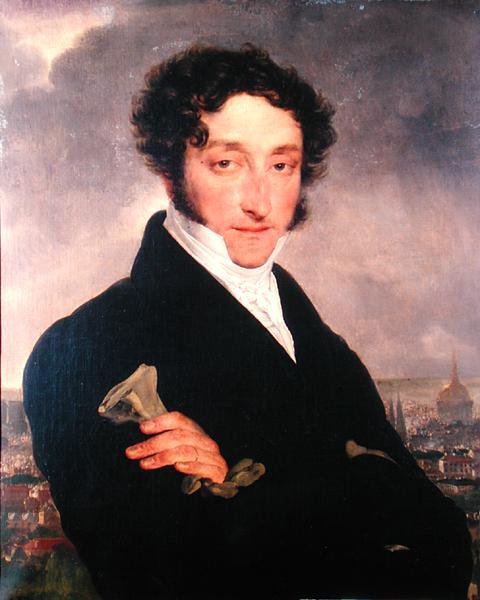 Portrett antas å være av Charles Nodier (1780-1844) (olje på lerret) av French School