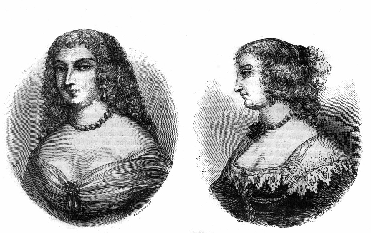 Portraits of “Mademoiselle de la Fayette (Louise de La Fayette 1618-1665) and Mademoiselle de Hautefort (Marie de Hautefort av French School