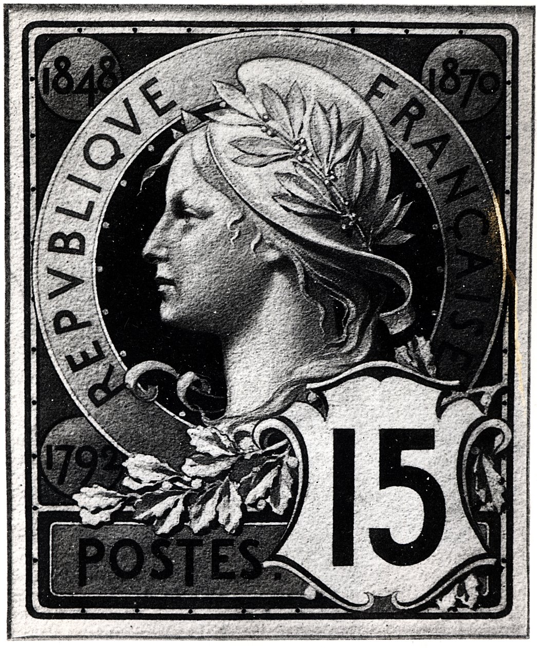 Frimerke som viser Marianne, den offisielle representasjonen for Den franske republikk, ca. 1893 av French School