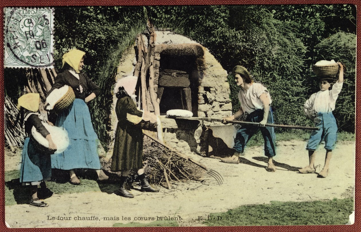 Postkort som viser en felles ovn, 1906 av French School