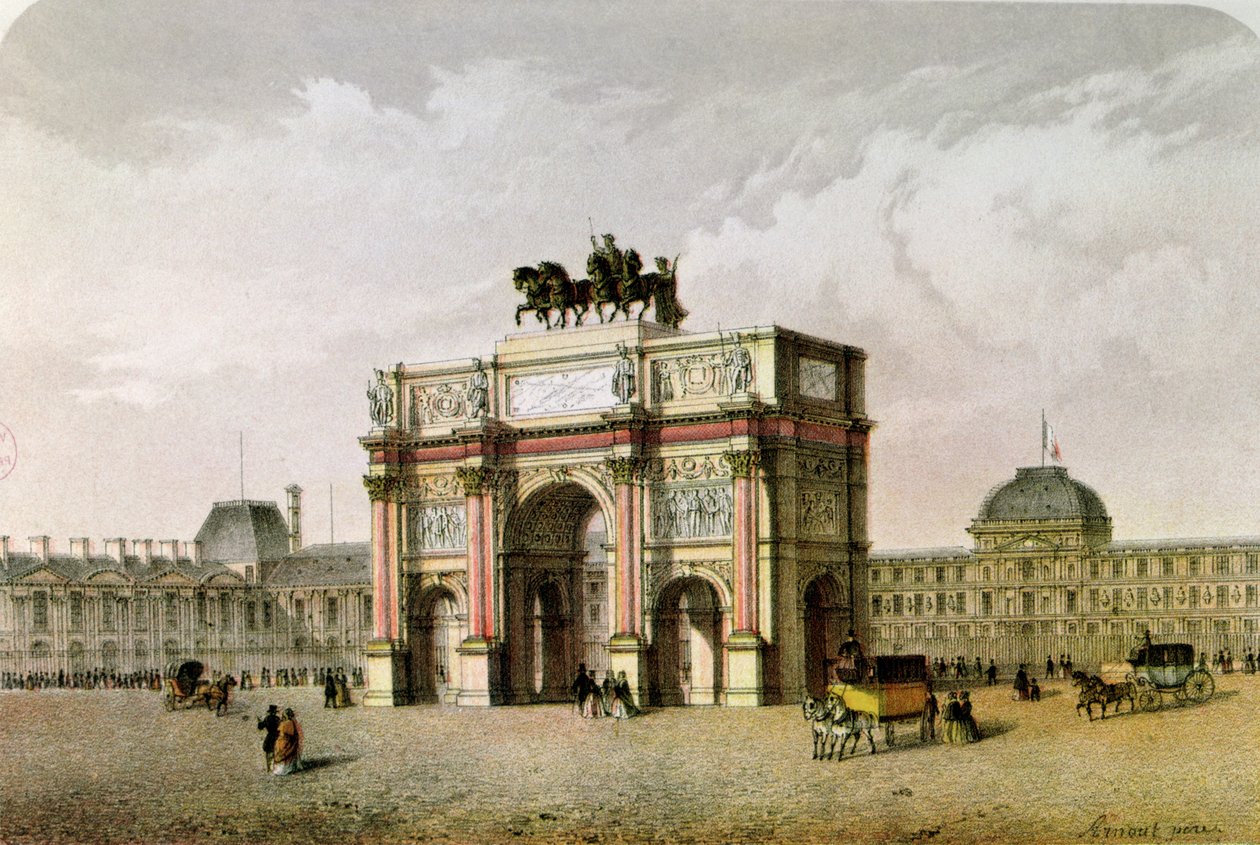 Postkort av Triumfbuen du Carrousel, Paris av French School