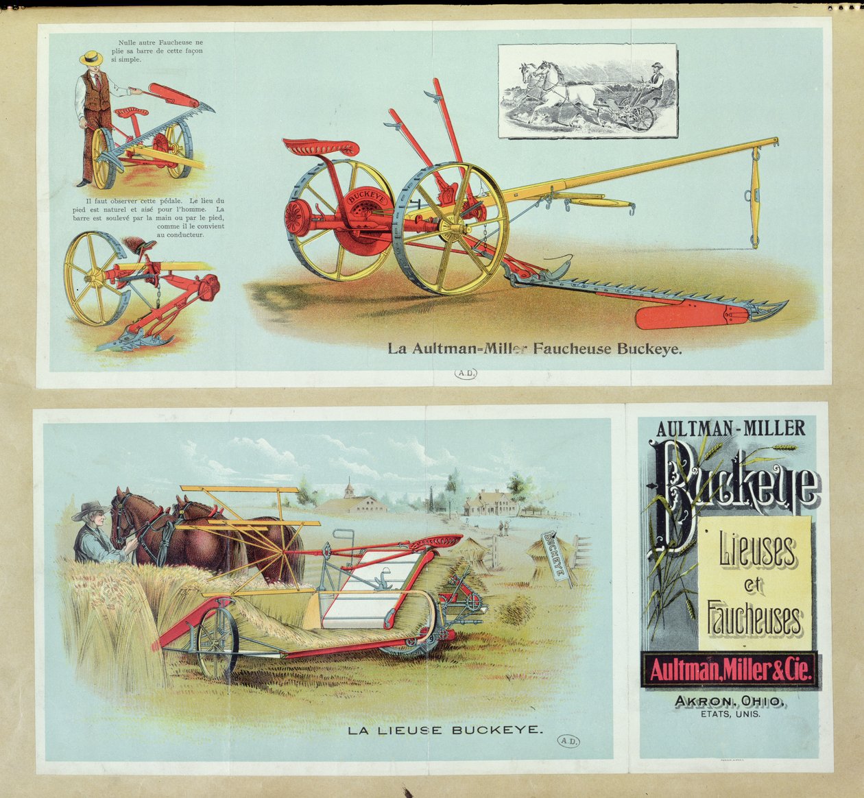Plakatreklame for Aultman-Miller Buckeye Binders and Reapers, slutten av 1800-tallet av French School