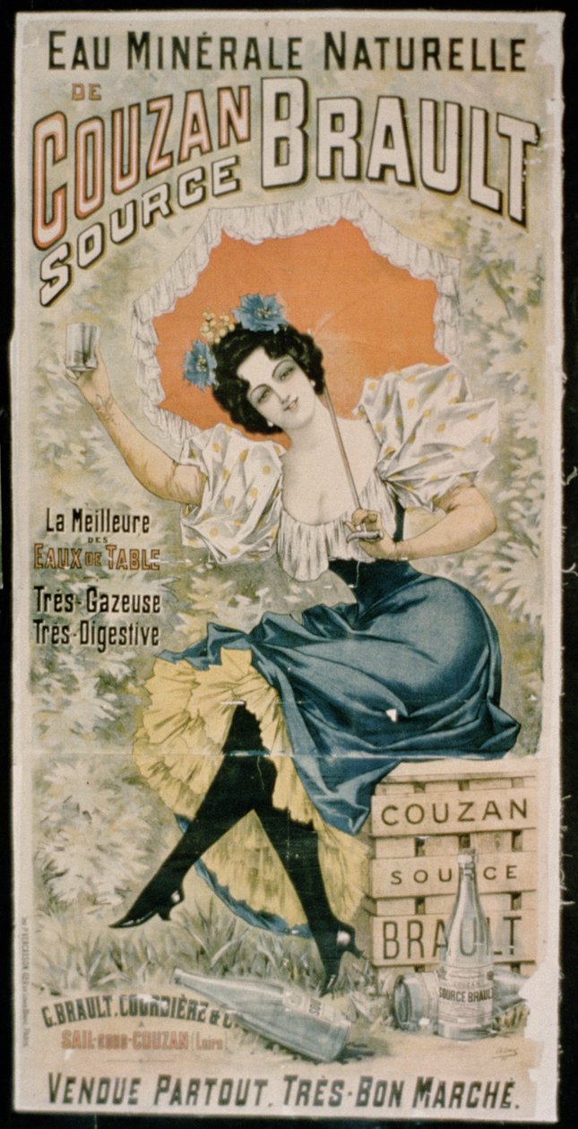 Plakatreklame for Brault Natural Mineral Water fra Couzan av French School
