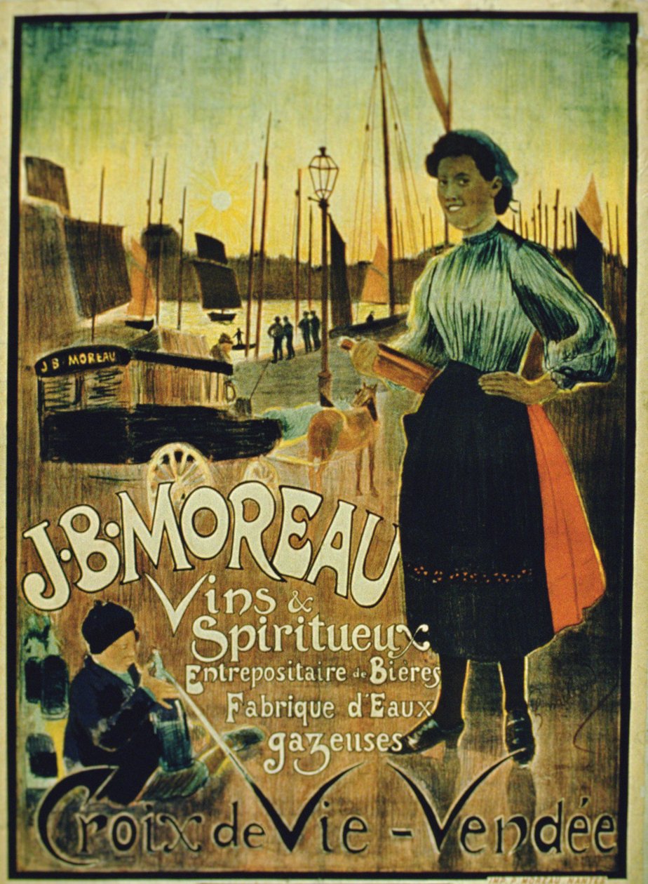 Plakatreklame Croix de Vie, laget av J.B. Moreau, Vendee av French School