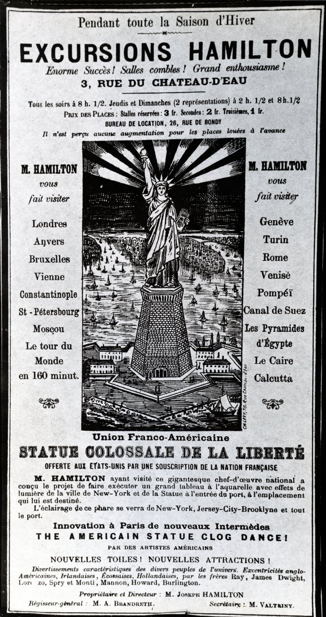 Plakatreklame-utflukter Hamilton, ca. 1890 av French School