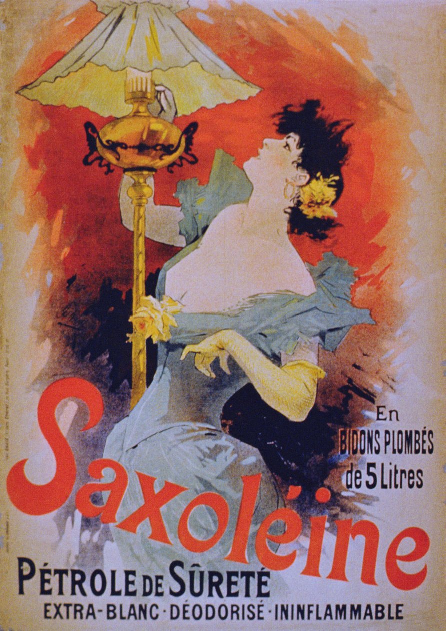 Plakatreklame Saxolein Safety Lamp Oil, 1890-tallet av French School