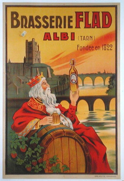 Plakat som reklamerer for Brasserie Flad i Albi av French School