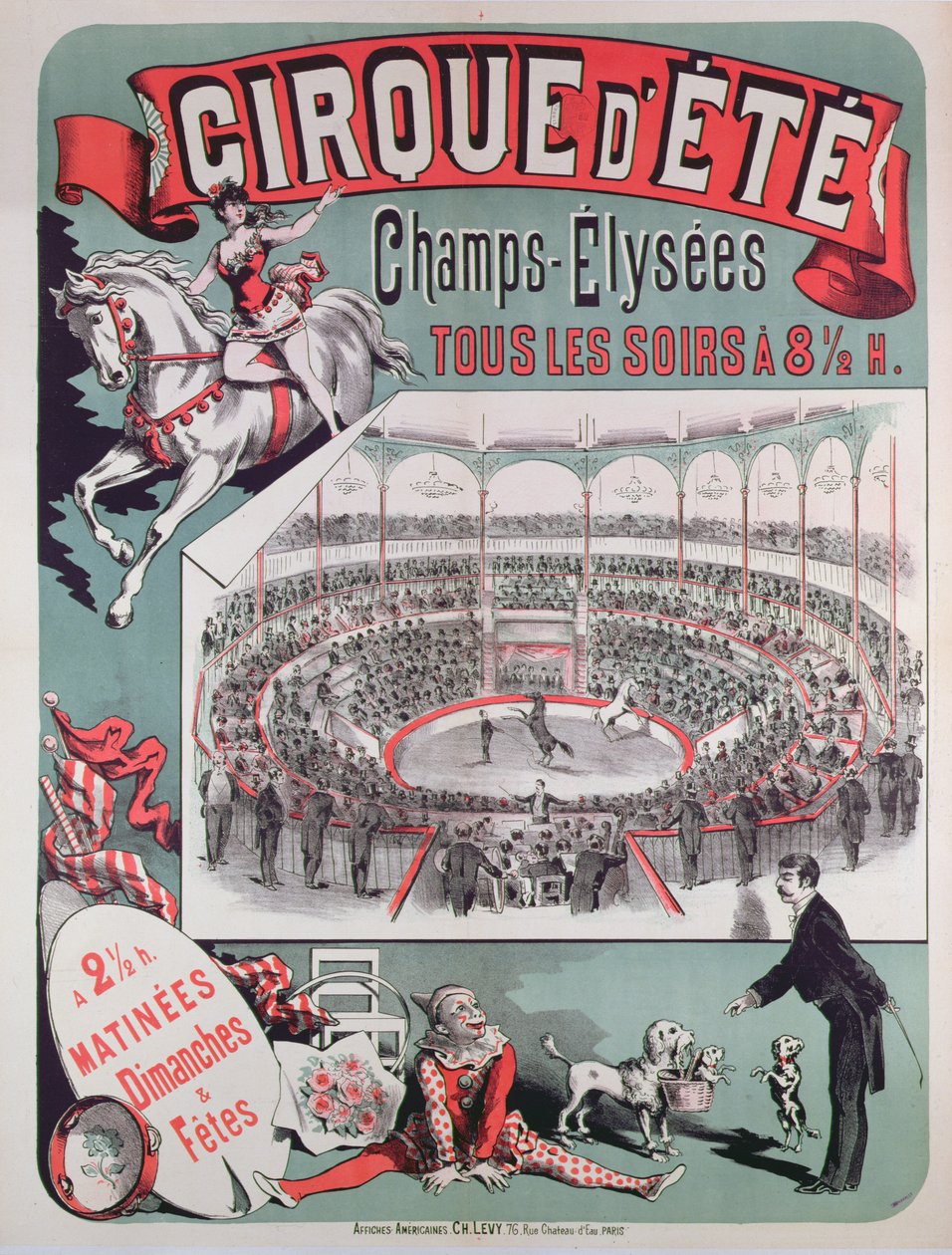 Plakat som reklamerer for Cirque dEte, ca. 1880 av French School