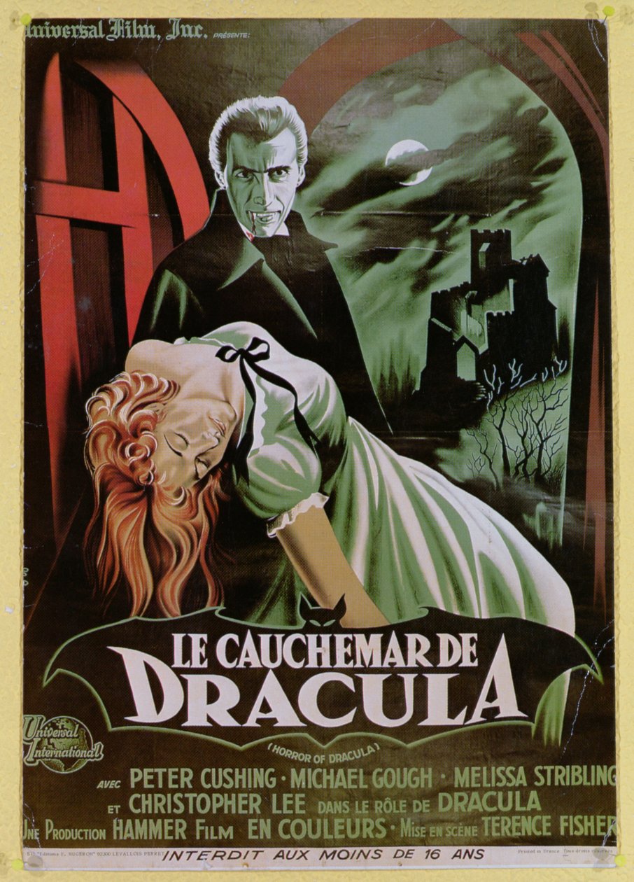 Plakat som reklamerer for den franske versjonen av filmen, The Horror of Dracula av French School