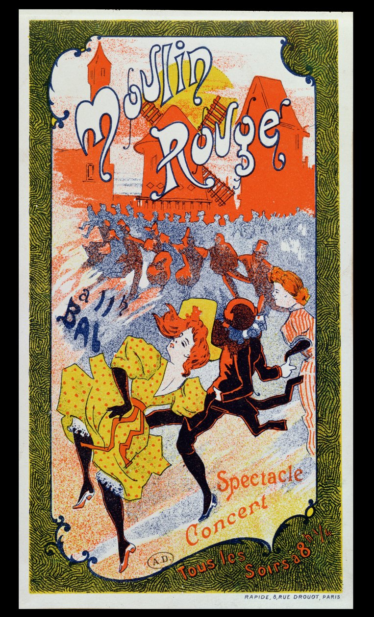 Plakat som reklamerer for Moulin Rouge, ca. 1890-1900 av French School