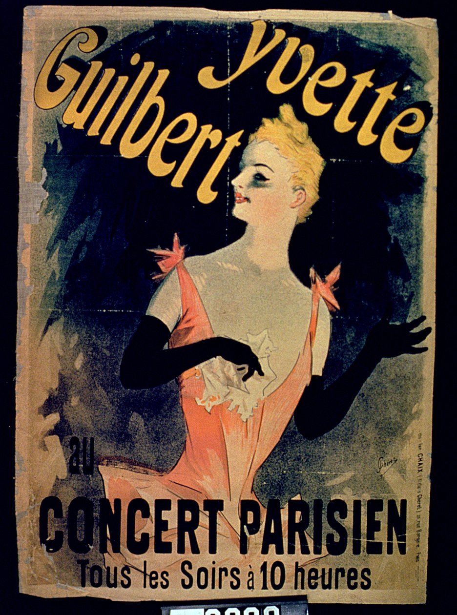 Plakat for Yvette Guilbert Parisian Concert av French School