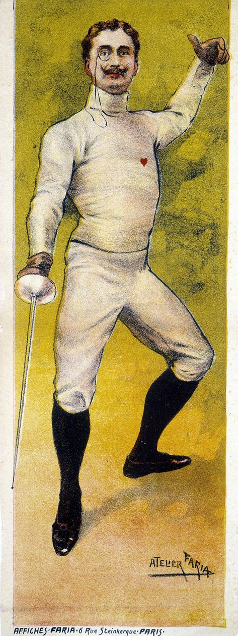 Plakat for fekting designet av Faria-verkstedet i Paris i 1898. av French School