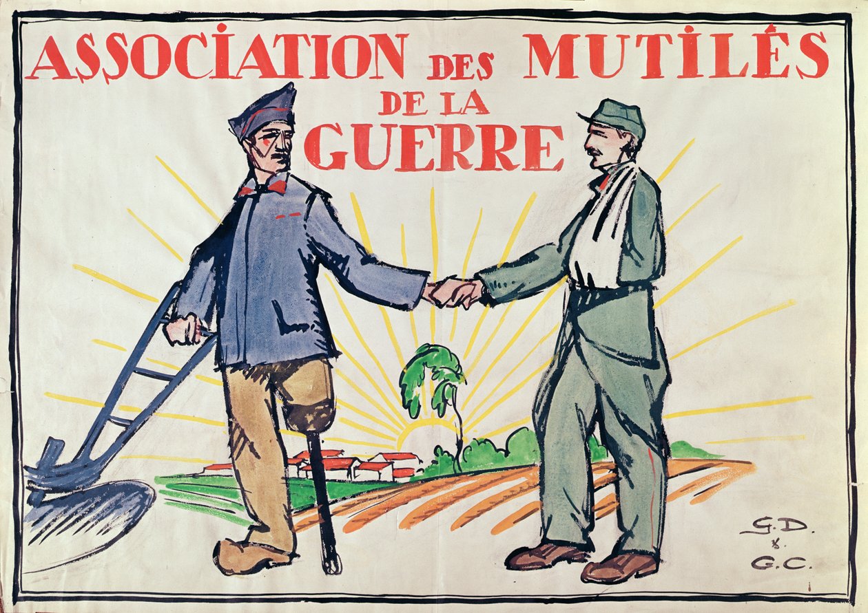 Plakat for Association des Mutiles de la Guerre, ca. 1920 av French School