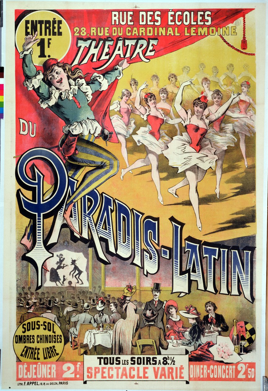 Plakat for Theatre du Paradis Latin, ca. 1880-90 av French School