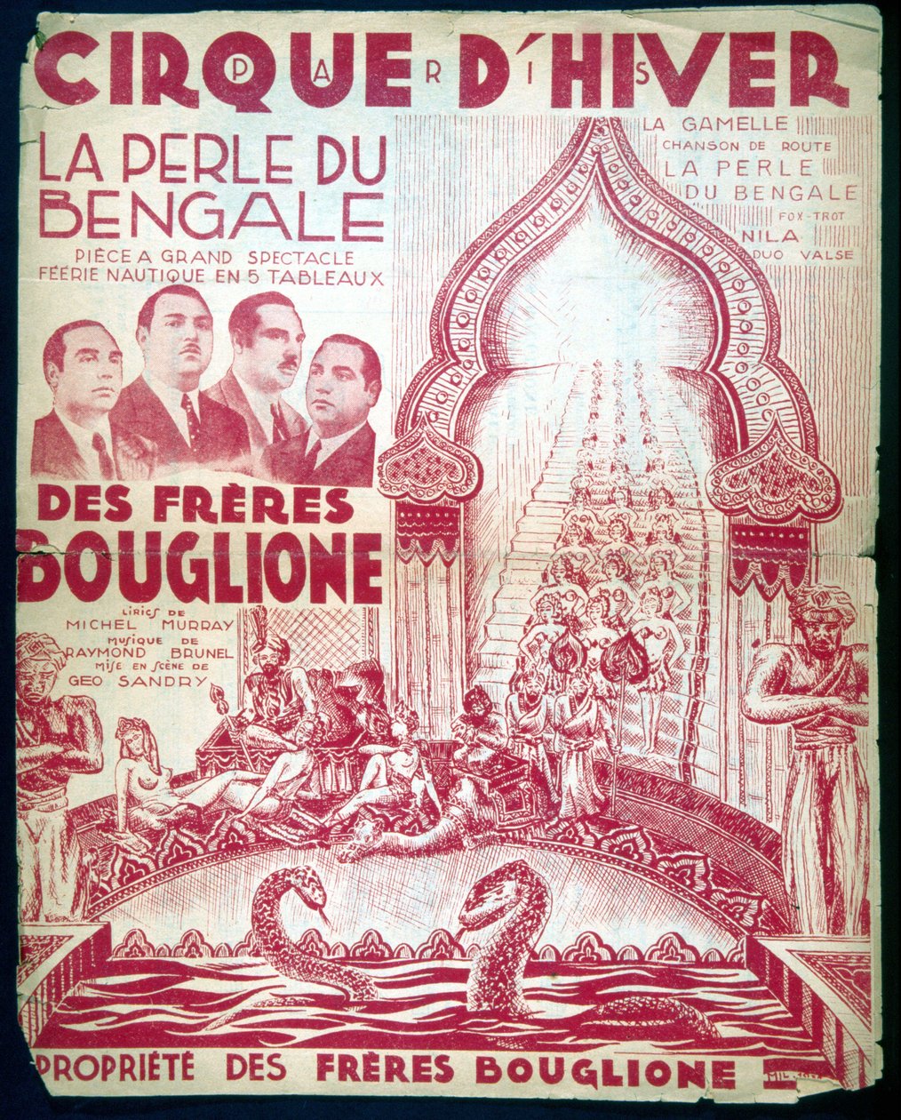 Plakat for showet til brødrene Bouglione "The Pearl of Bengal"" på Cirque d