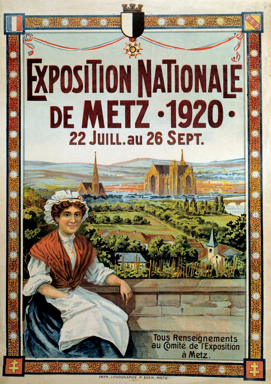 Plakat fra den nasjonale utstillingen i Metz fra 22. juli til 26. september, Frankrike av French School