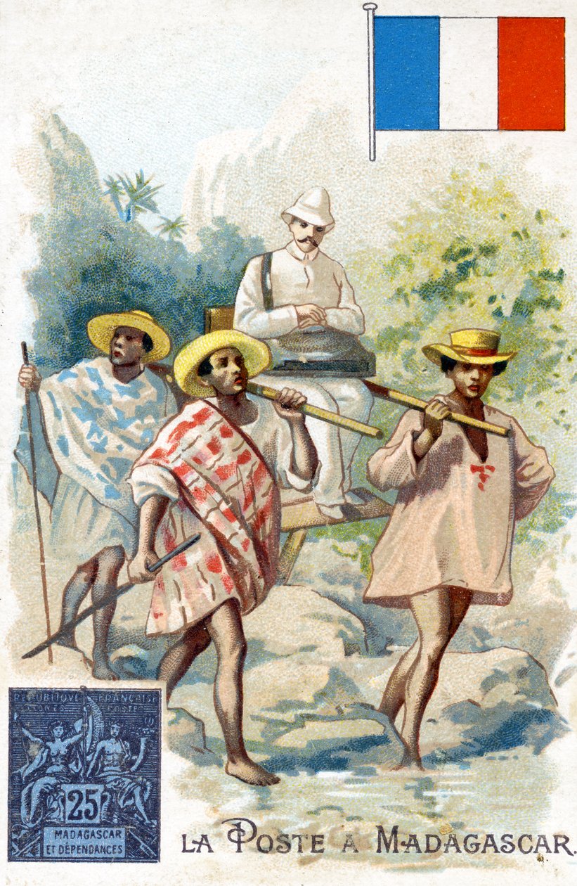 Postbud som leverer post på Madagaskar, sent på 1800-tallet av French School