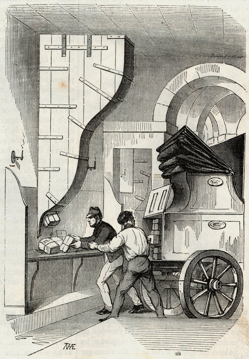 Innlegg: lasting av bagasjerommet - Gravering i "Tableau-de-Paris" av Edmond Texier 1852 av French School