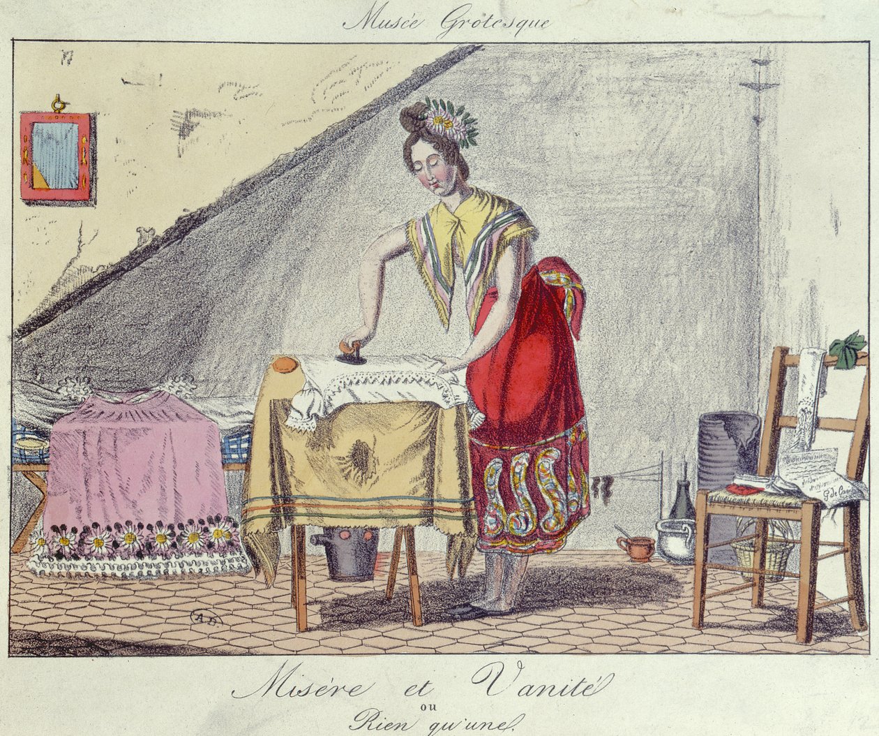 Poverty and Vanity, fra Musee Grotesque-serien, ca. 1820-30 av French School