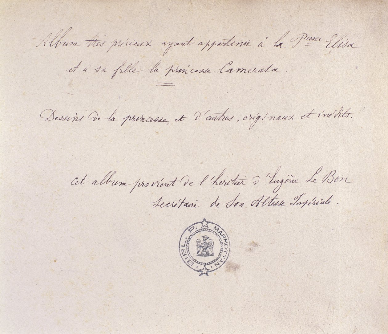 Edelt album som tilhørte prinsesse Elisa og datteren hennes Camerata (blekk på papir) av French School
