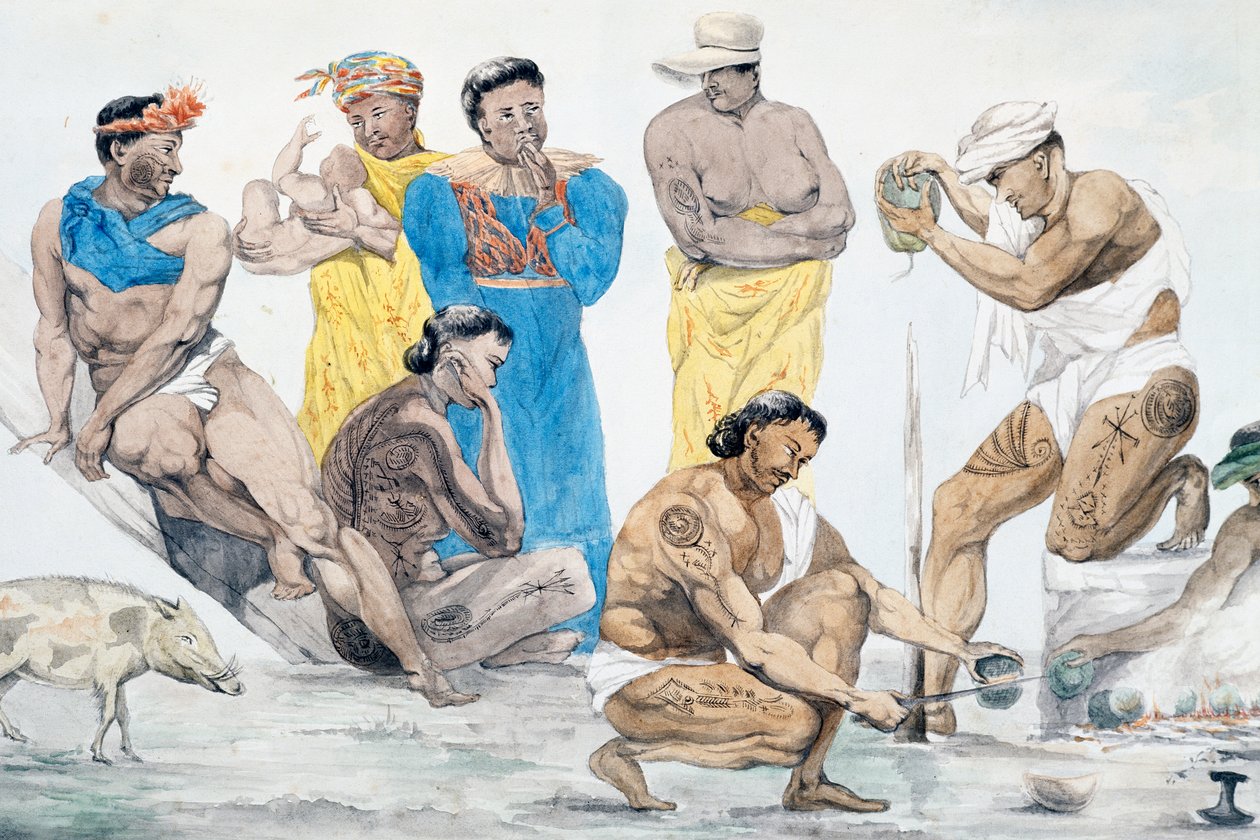 Tilbereder måltid på Tahiti, 20. mai av French School