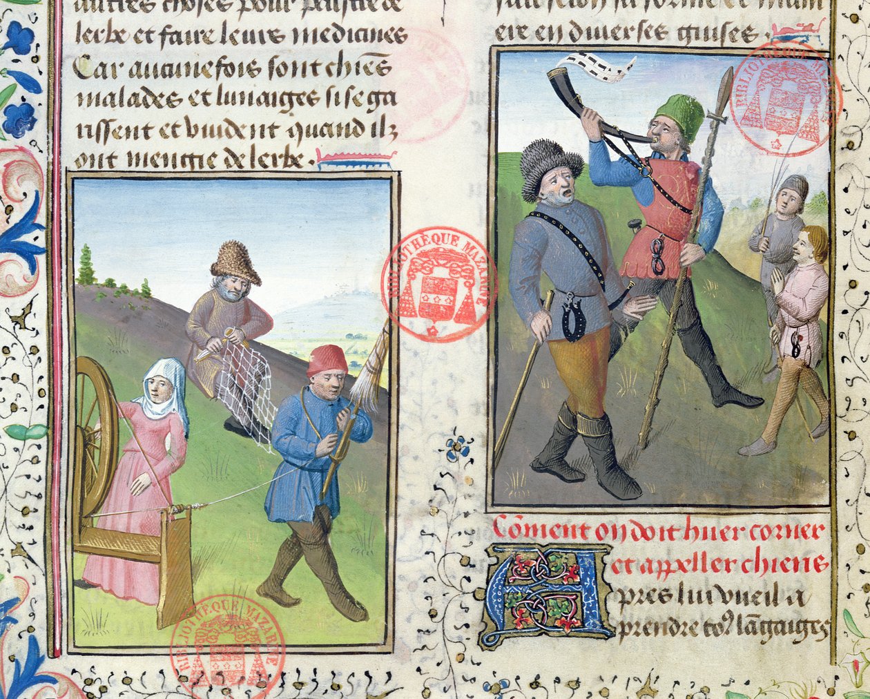 Forbereder garn for jakt, fra Livre de la Chasse av Gaston Phebus de Foix (1331-91) av French School