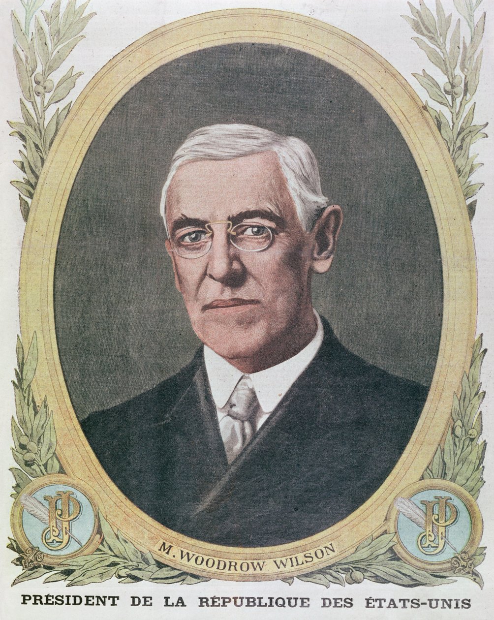 President Woodrow Wilson (1856-1924), illustrasjon fra Le Petit Journal 1917 av French School