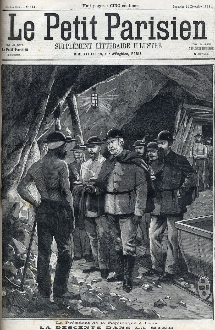 President of the French Republic Felix Faure visited the Lens mines in December 1898. Cover of the newspaper “” Le petit Parisien””. av French School