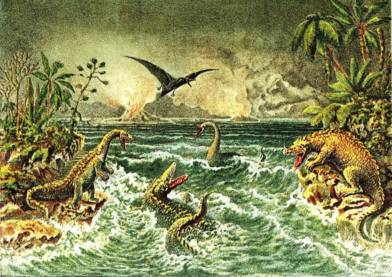 Primitiv verden (med dinosaurer) - Sekundær periode av forhistorie av French School