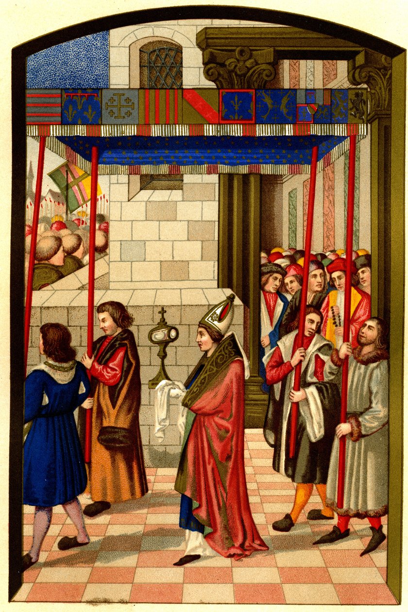 Prosesjon av kong Rene I av Anjou (1409-1480) til Aix en Provence av French School