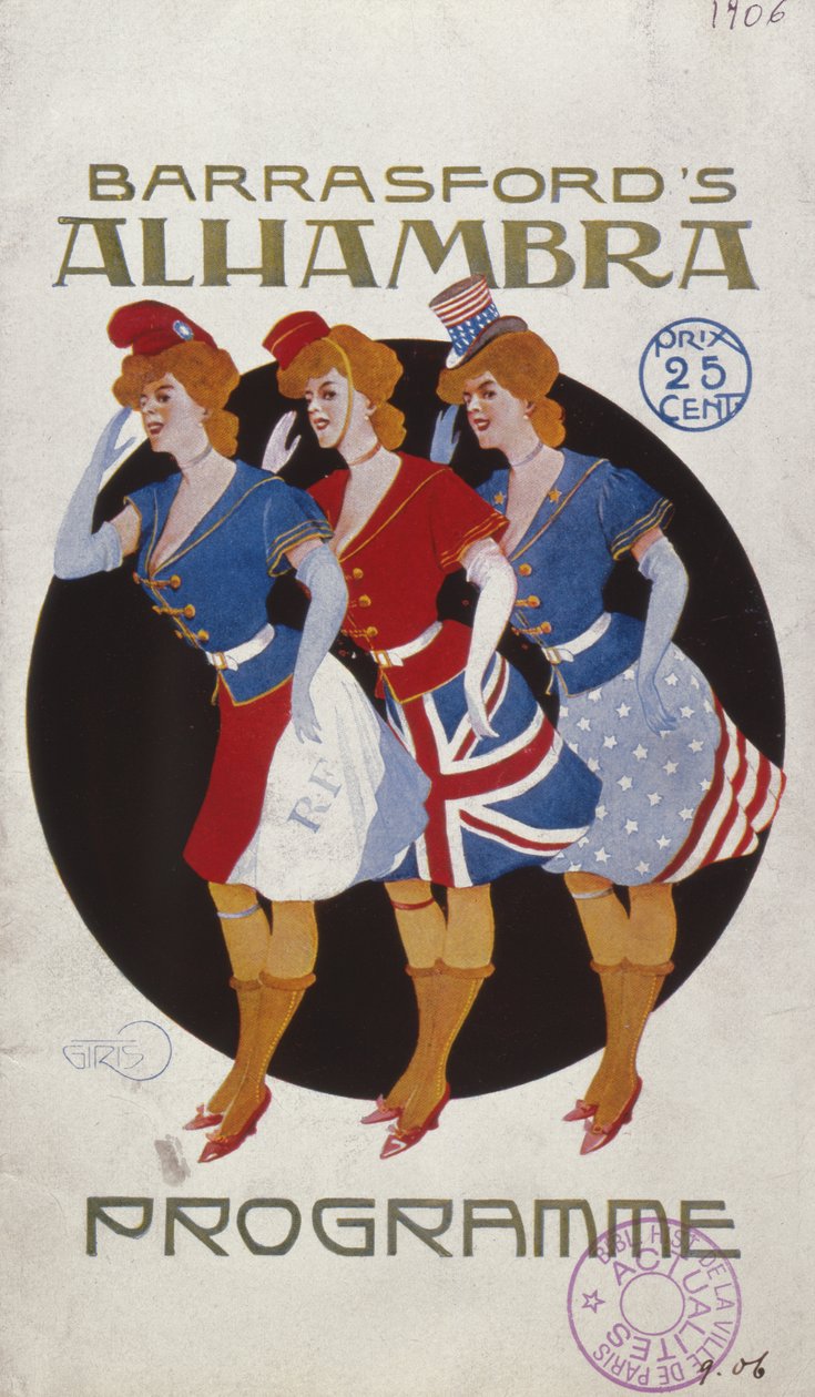 Program for Alhambra Music Hall i Paris, 1906 av French School