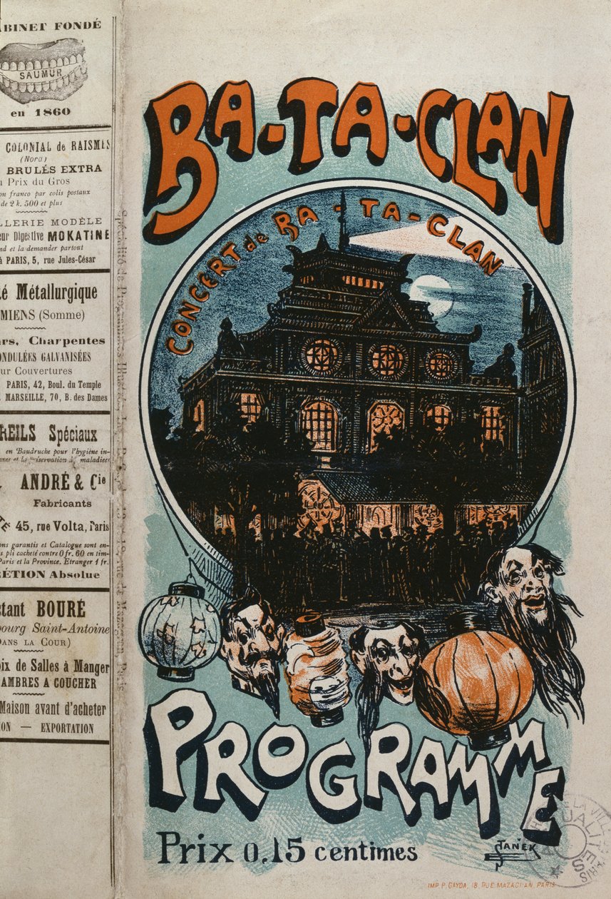 Program for Ba-Ta-Clan kafékonsert, ca. 1905 av French School
