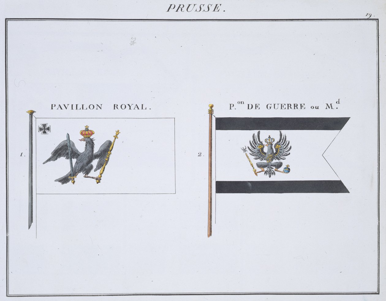 Prøyssiske flagg, fra en fransk bok med flagg, ca. 1819 av French School