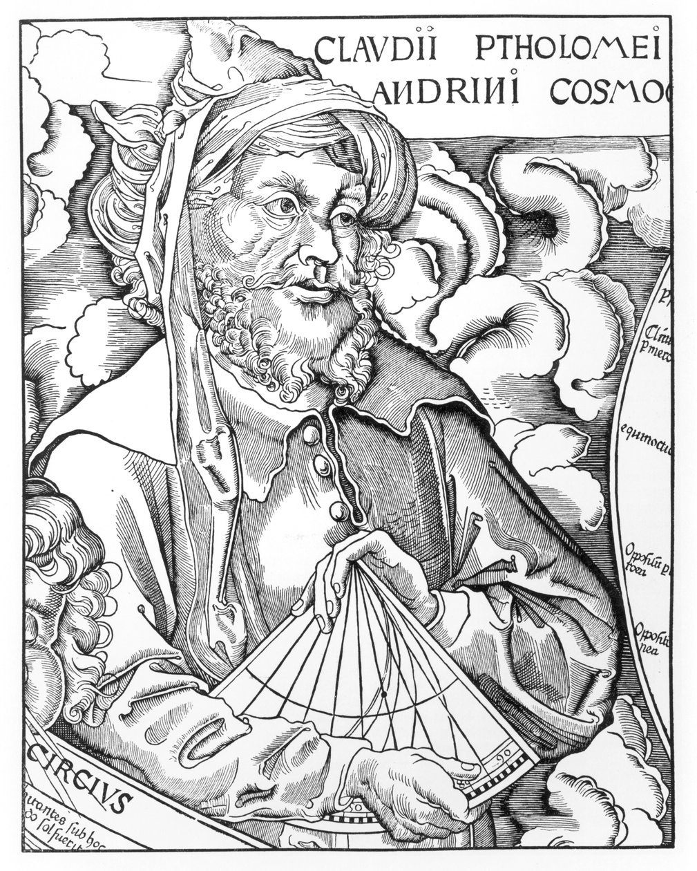 Ptolemaios (Claudius Ptolemaeus) (ca. 90-168) holder en sekstant av French School
