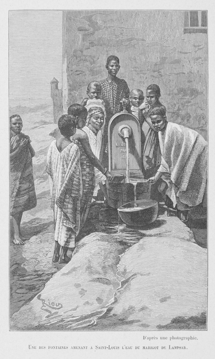 Offentlig fontene i Senegal, illustrasjon fra "Le Senegal..." av Louis Leon Faidherbe, 1889 av French School