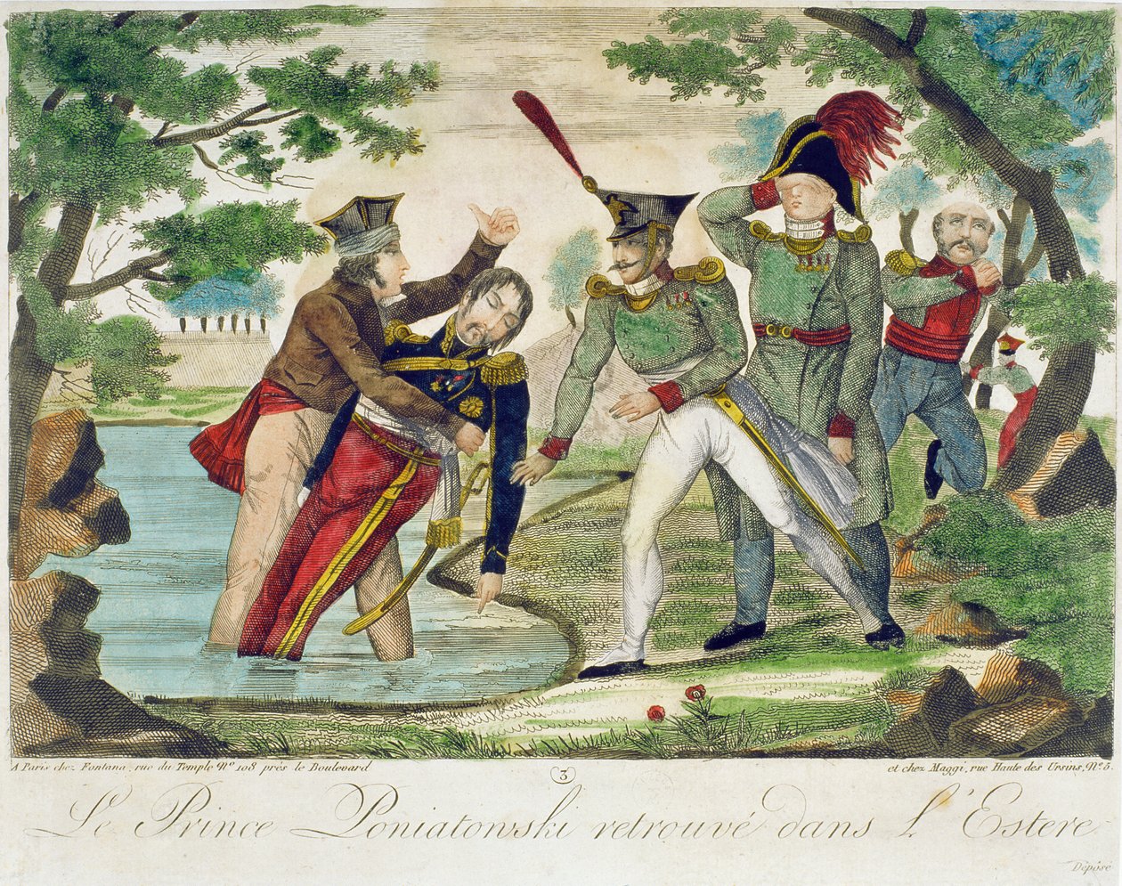 Trekker prins Joseph Poniatowski (1763-1813) fra Elstera-elven, 1813 av French School