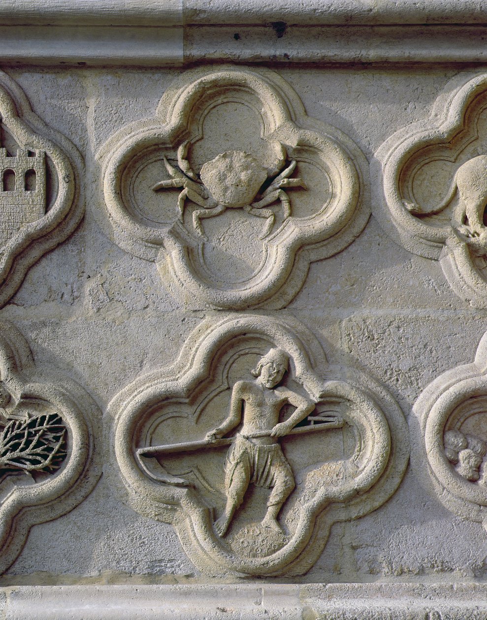Quatrefoils som viser kreft og juni, ca. 1220 av French School