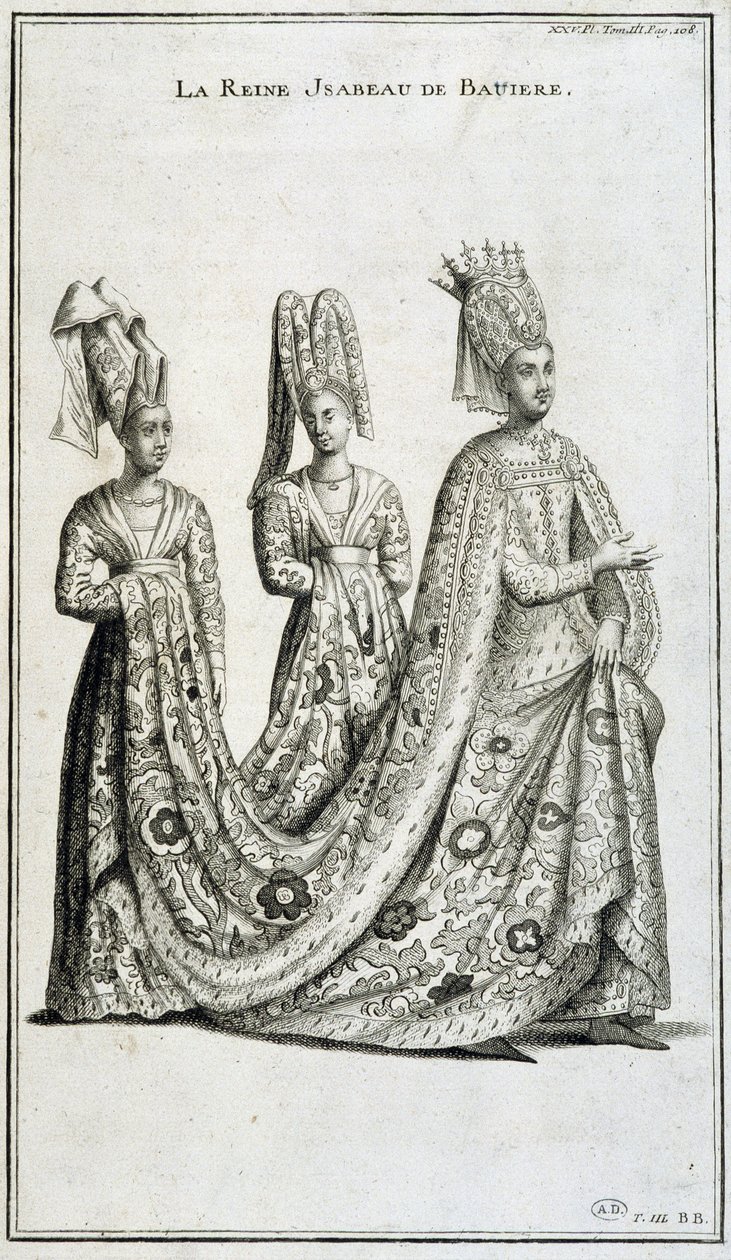Dronning Isabeau (Isabella, Elizabeth) av Bayern (1371-1435) av French School
