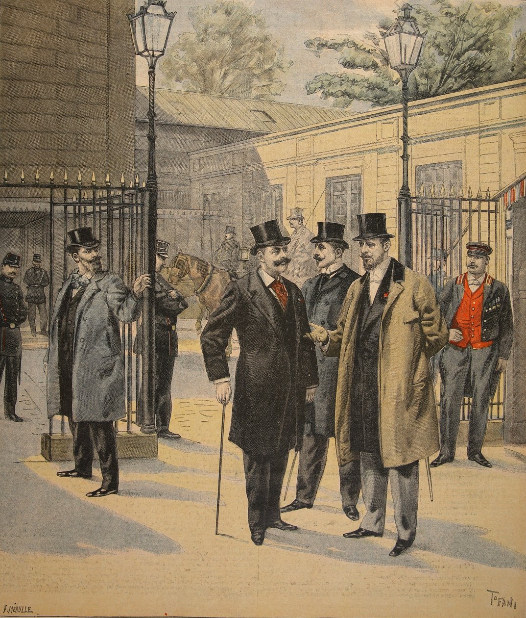 Re-entry to Chambres des Deputes: Three Ghosts, illustrasjon fra Le Petit Journal: Supplement illustre, 5. juni 1898 av French School