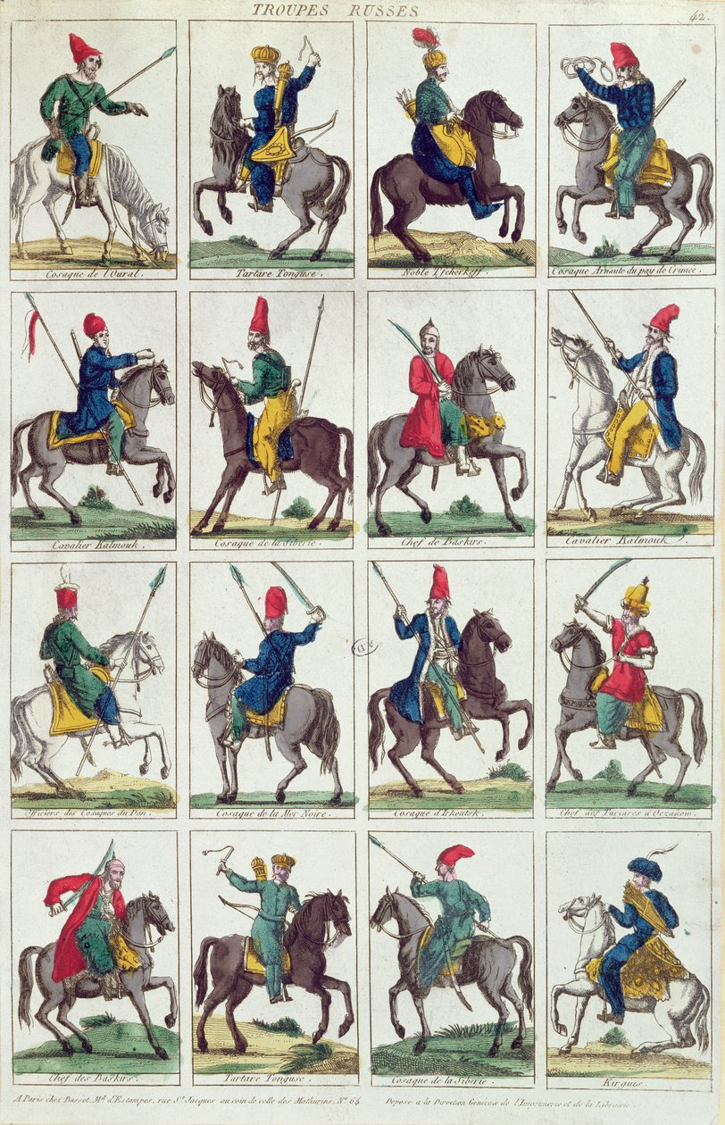 Regionale enheter av russisk kavaleri, ca. 1812-14 av French School