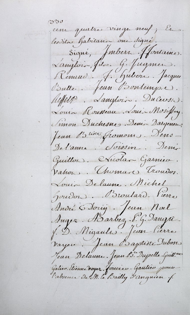 Register over klager fra Taverny menighet, side 330 med underskrifter, april 1789 av French School