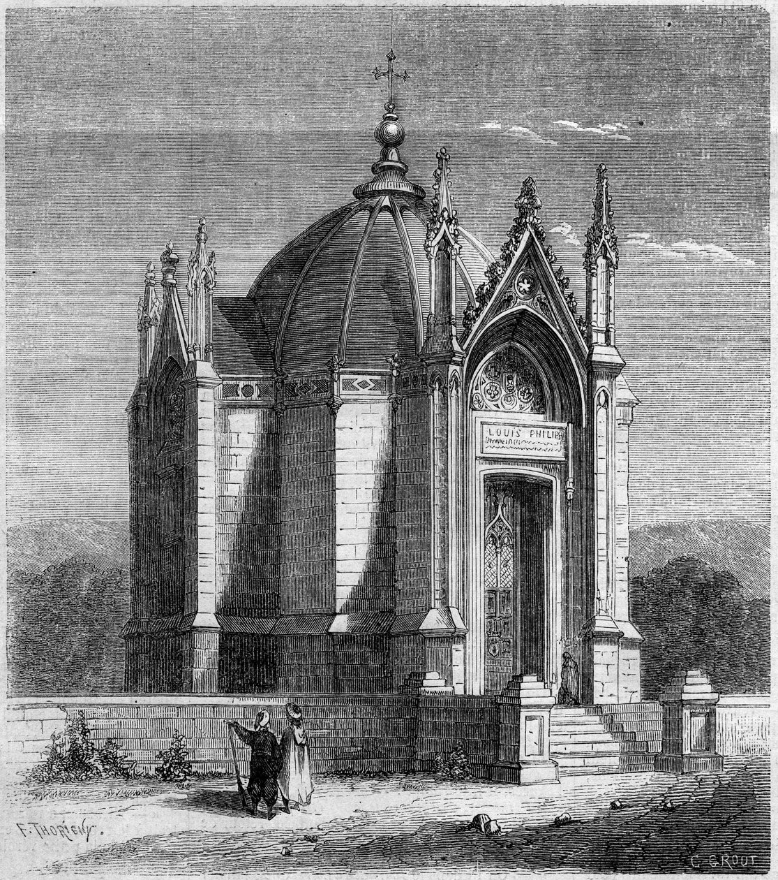 Religiøs arkitektur: utvendig utsikt over kapellet Saint Louis (1842), Kartago, Tunisia av French School