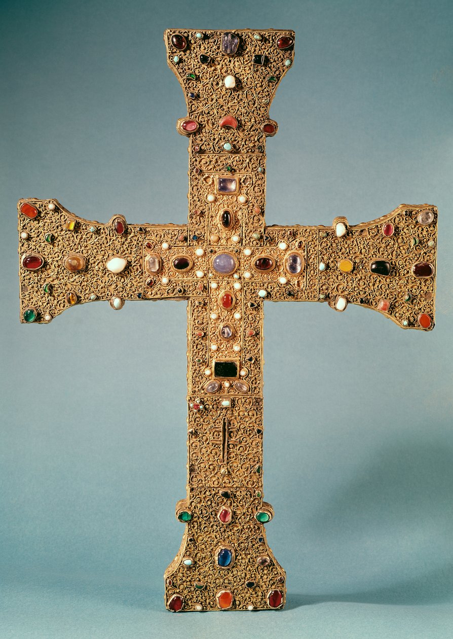 Relikviekors av Abbey of Valesse (forgylt tre, bergkrystall og halvedelstener) av French School