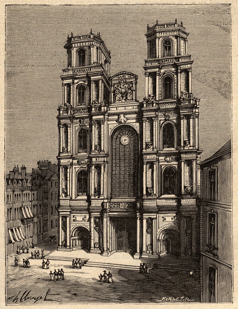Rennes - La Cathedrale Saint Pierre - - gravering i "" PATRIE" - PECTUREQUIREQUE BESKRIVELSE AV FRANKRIKE I 6 BIND AV LUCIEN HUARD - slutten av 1800-tallet av French School