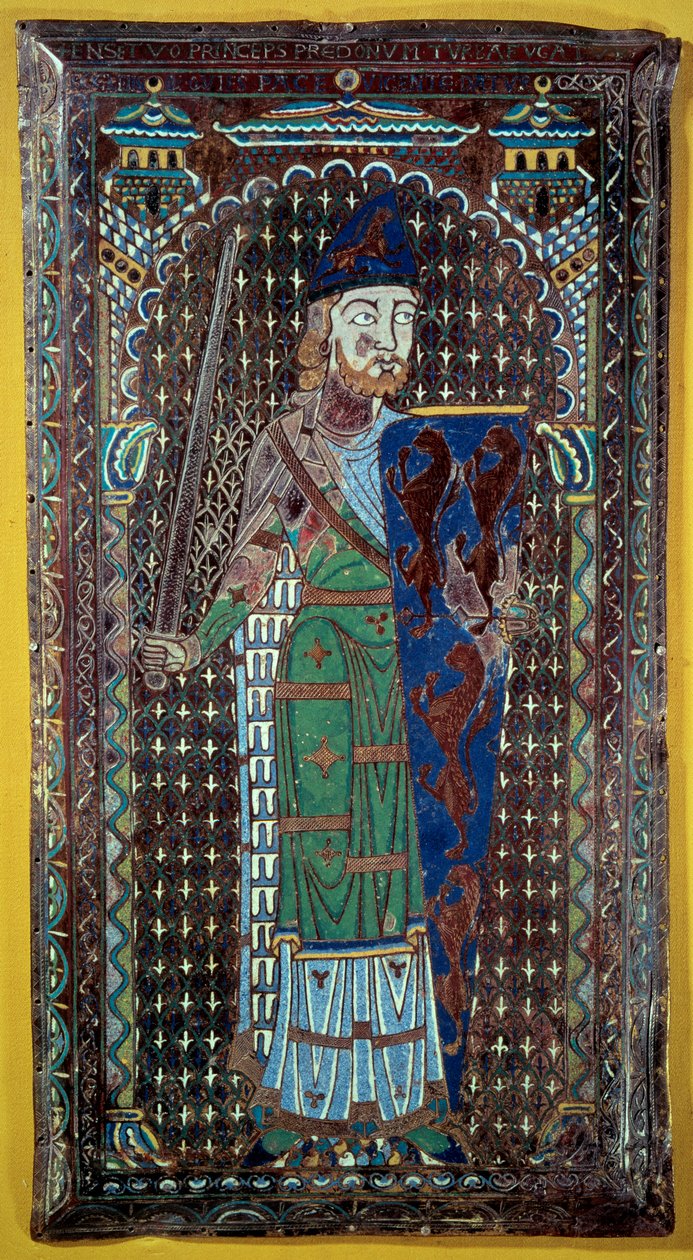 Representasjon av Geoffroi V (Geoffroy) Le Bel Plantagenet (greve av Maine og Anjou, hertug av Normandie) (1113-1151) Gravplakett i e-post. 1151. Museum of Tesse. Le Mans av French School