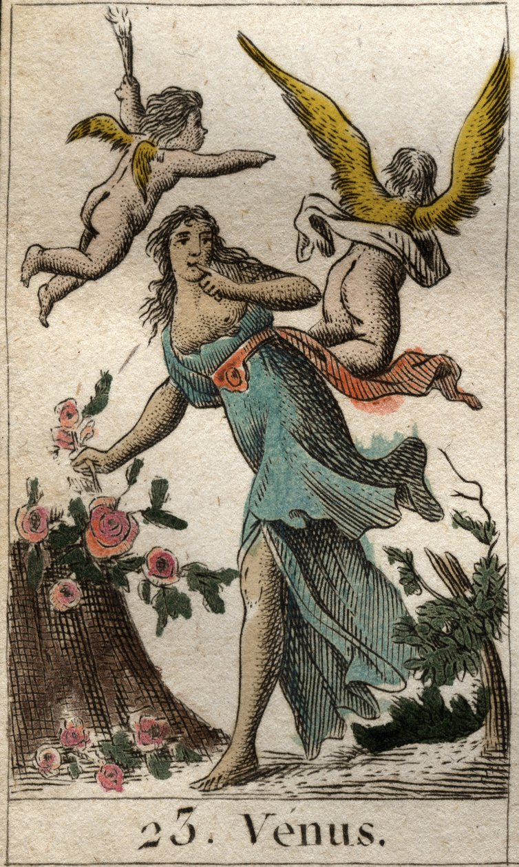Representasjon av Venus, gudinnen for kjærlighet, skjønnhet og fruktbarhet. Fra "Mythology of Youth" av Pierre Blanchard 1803. av French School