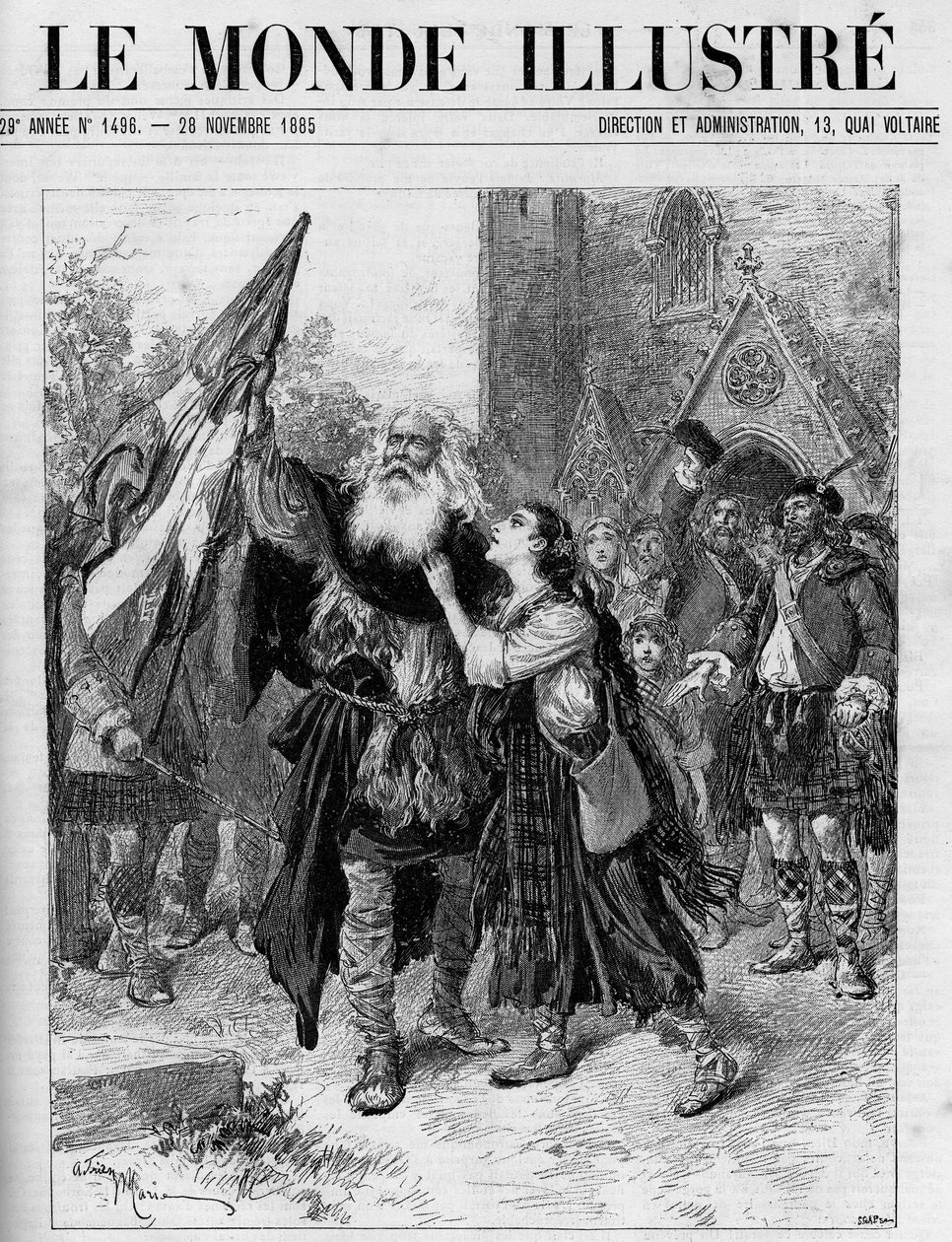 Representation of the drama in five acts “” Les Jacobites” by Francois Coppee (1842-1908) at the theatre de l